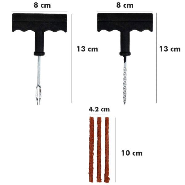 Puncture Repair Kit Tubeless Tyre Full Set with Nose Pliers, Rubber Cement and Extra Strips for Cars, Bikes - Image 3