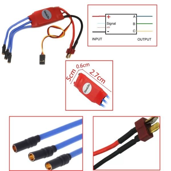 Simonk: BLDC ESC Electronic Speed Controller with Dean Connectors - Image 2