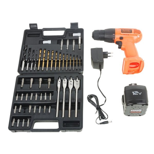 Black & Decker: CD121K50 12V Cordless Keyless Chuck Drill Driver Kit and 50 Accessories Kitbox
