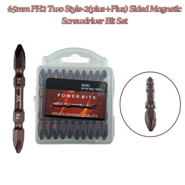 65mm PH2 Two Sided Magnetic Screwdriver Bit Set - Image 5