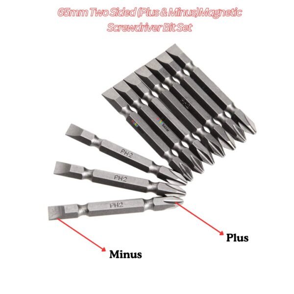 65mm PH2 Two Sided Magnetic Screwdriver Bit Set - Image 3