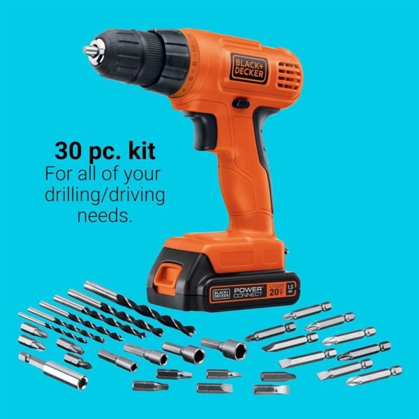 Black + Decker: LD120VA 20V MAX POWER CONNECT Li-Ion Cordless Drill/Driver Set - Image 7