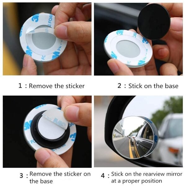 2pcs Frameless Round Convex Rear View Blind Spot Mirror For Cars - Image 2