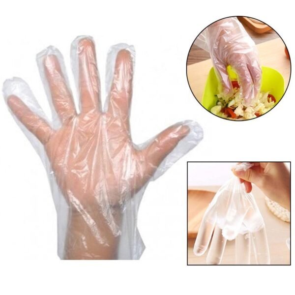 Plastic Transparent Disposable Clear Gloves White (Pack of 100) - Image 6