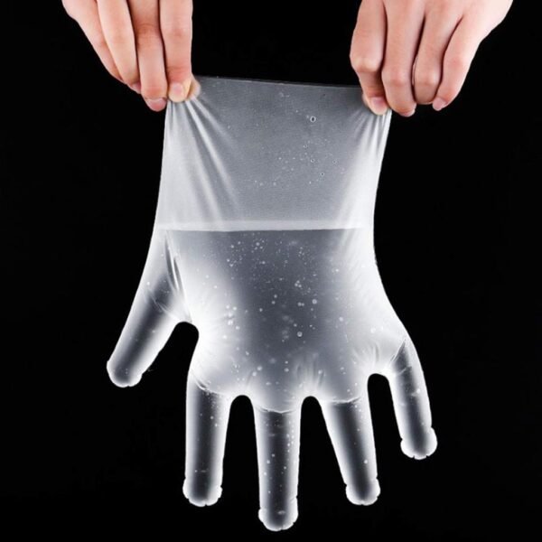 Plastic Transparent Disposable Clear Gloves White (Pack of 100) - Image 5