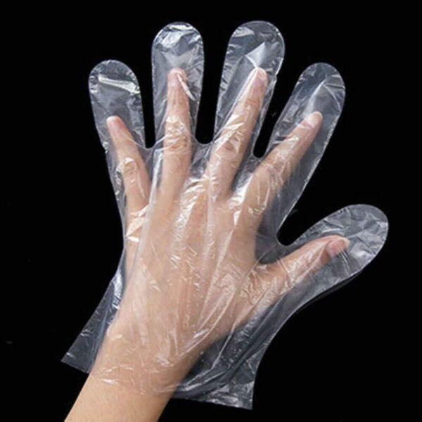 Plastic Transparent Disposable Clear Gloves White (Pack of 100) - Image 4