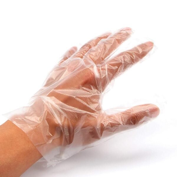 Plastic Transparent Disposable Clear Gloves White (Pack of 100)