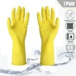 Flock Line Reusable Rubber Hand Gloves (Pair) - Yellow - Image 2