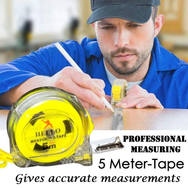 Generic: 5mtr Transparent Measuring Tape with Press Release Locking System - Image 3