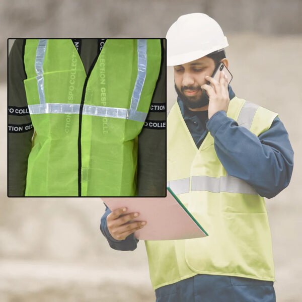 Generic: Reflective Tape Safety Jacket - Green - Image 4