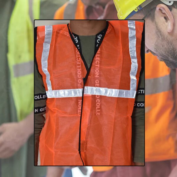 Generic: Reflective Tape Safety Jacket - Orange - Image 3