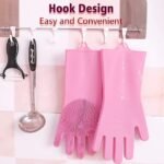 Silicone Gloves with Scrubber for Cleaning (Pair) Kim - Image 5