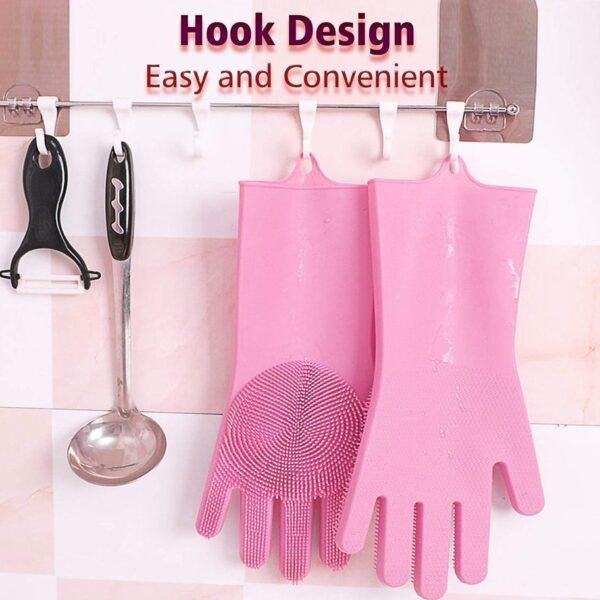 Silicone Gloves with Scrubber for Cleaning (Pair) Kim - Image 5