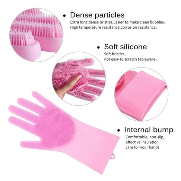 Silicone Gloves with Scrubber for Cleaning (Pair) Kim - Image 4