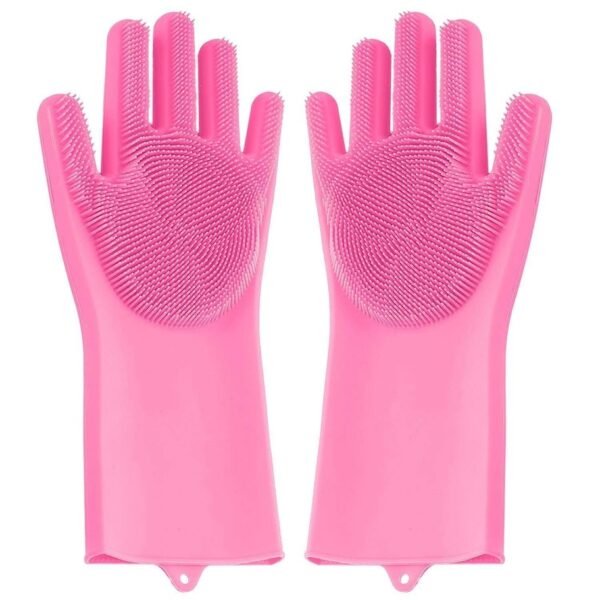 Silicone Gloves with Scrubber for Cleaning (Pair) Kim - Image 2