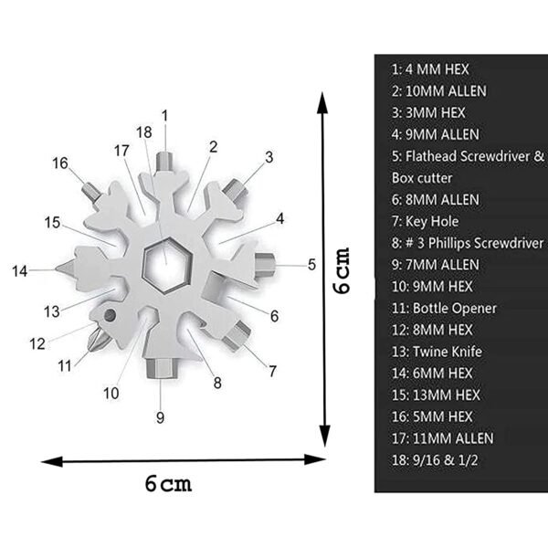 18 in 1 Snowflake Portable Spanner Multi-Tool Hex Wrench - Image 7