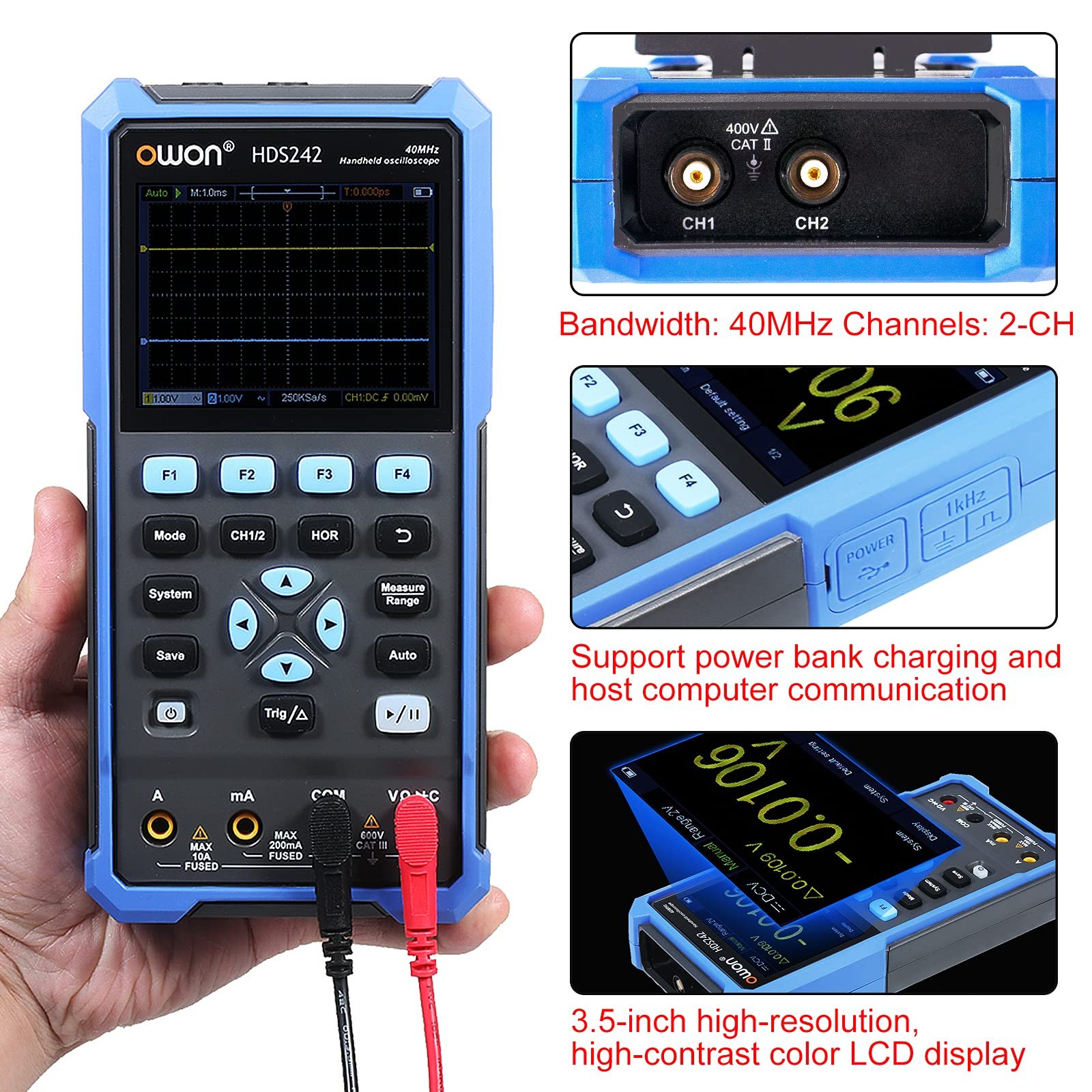 Owon: HDS242 40Mhz Handheld Digital Oscilloscope