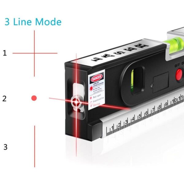LevelPro4 8IN Laser Spirit Level with Measuring Tape and Three-Way Bubble Alligners - Image 3